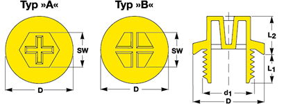 Threaded Sealing Plugs, PA 6, yellow