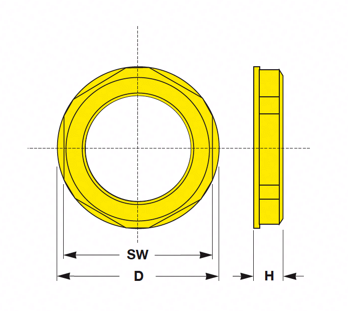 Hexagonal Locknuts with flange