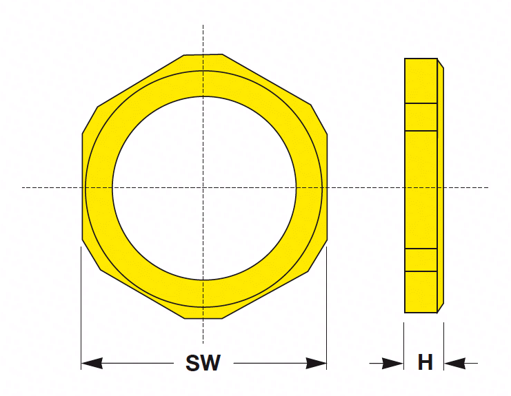 Hexagonal Locknuts flangeless